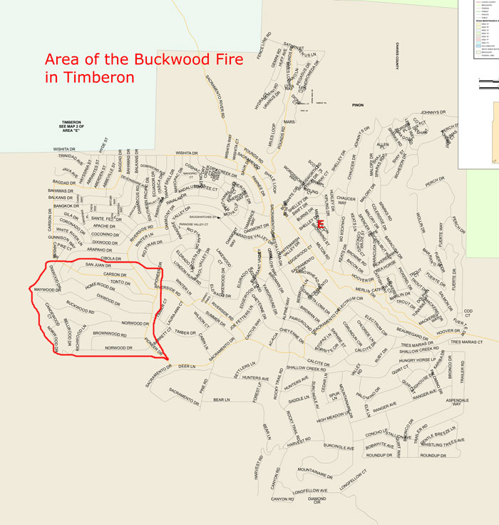 Area of the Buckwood Fire